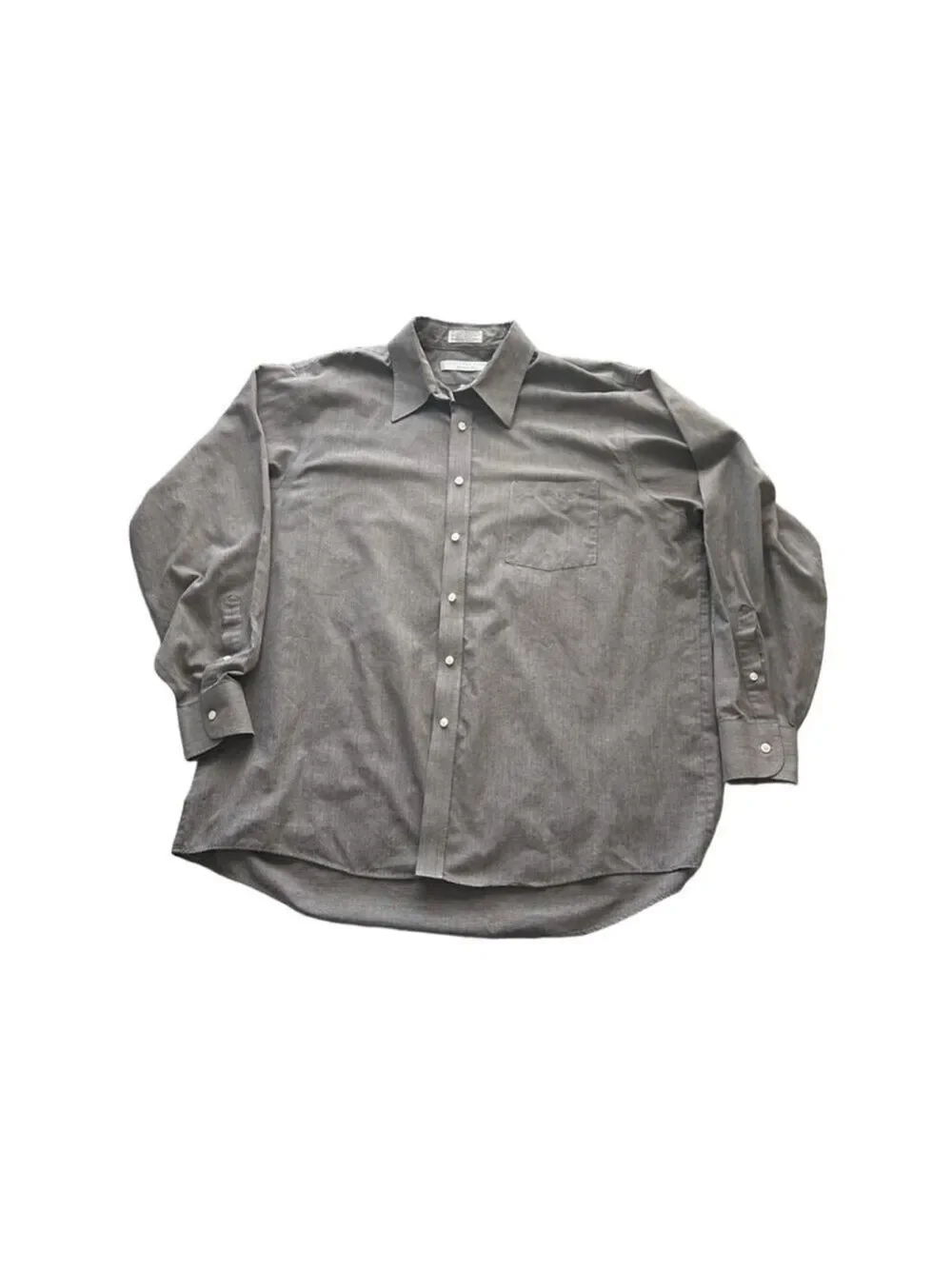 Geoffrey Beene Wrinkle Free Gray Dress Shirt 17 34/35 Cotton Blend